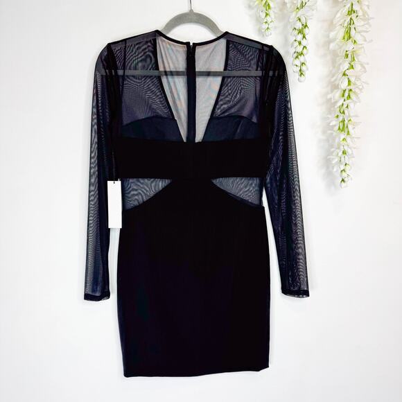 NWT JAYGODFREY Little Black Dress sheer illusion cutouts mini - Picture 2 of 8